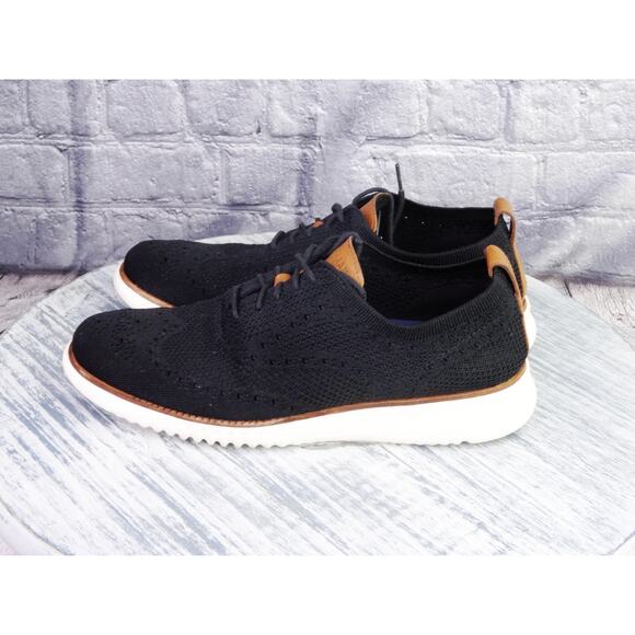 Cole Haan 2 Zero Grand Stitchlite Black Wingtip Oxford Shoes Men 8 Used No Box - Picture 3 of 12